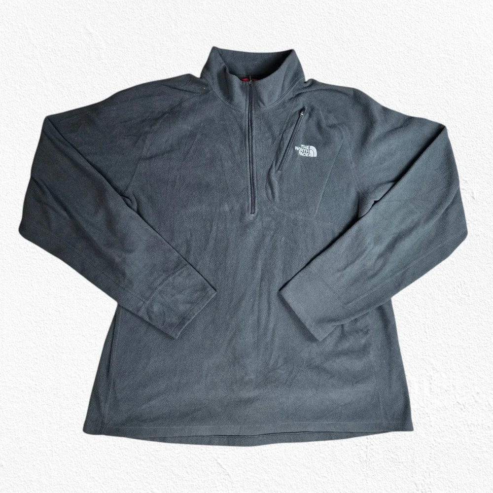 The North Face Dark Grey Quarter Zip Collared Fleece Pullover Sweater Size XL